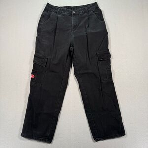 Shein‎ Cargo Wake Jeans Women's 0XL Black Denim Skater Y2K Style Baggy Carpenter